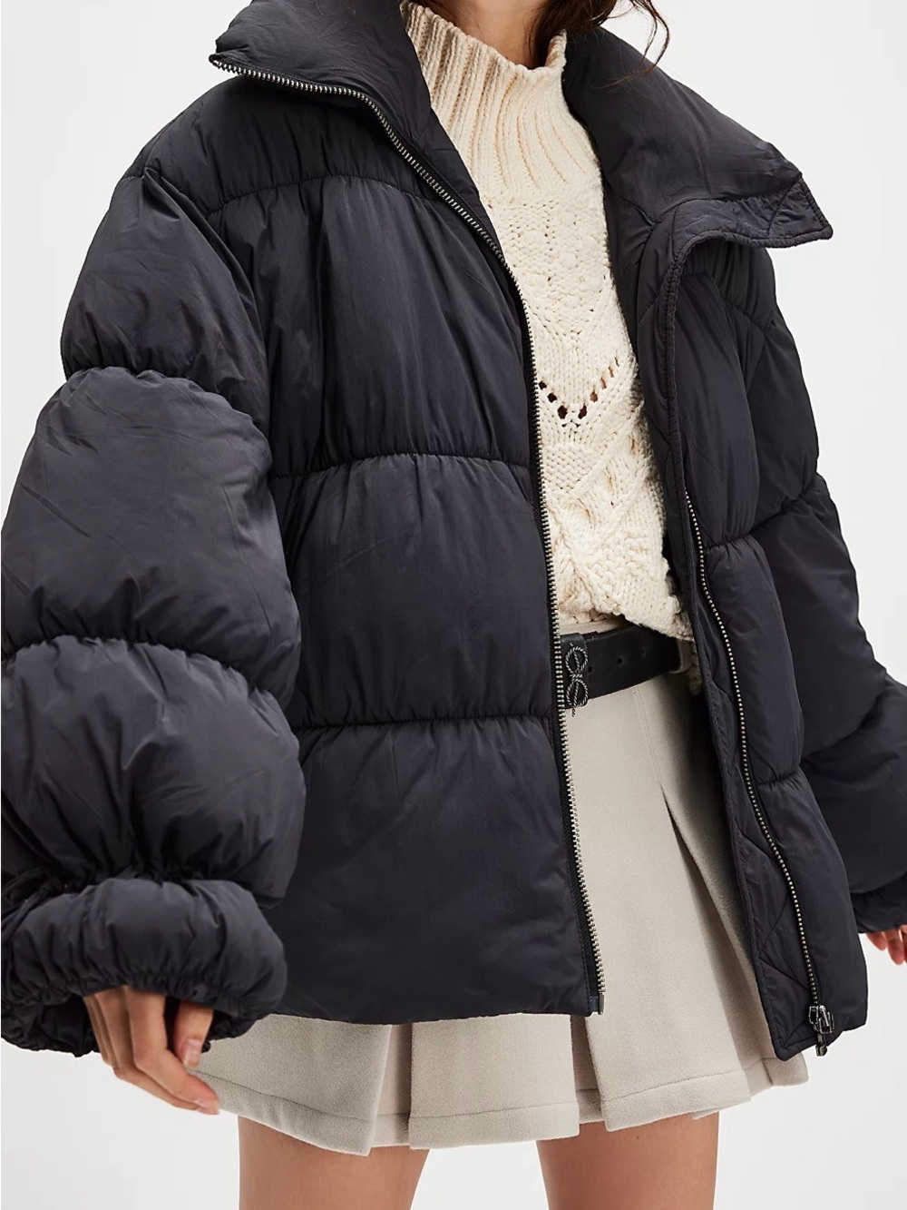 Free People Cotton Candy Black Puffer Jacket